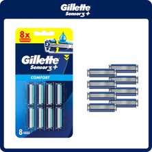 Gillette Sensor3 Yedek Tıraş Bıçağı 8 Adet Konforlu ve Pürüzsüz Tıraş İçin 3 Bıçaklı Sistem