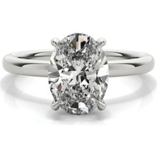 Lial Diamond Halo Tektaş Pırlanta Yüzük, 1 Karat Oval Kesim Laboratuvar Pırlantası, 18 Ayar Altın, Igı Sertifikalı