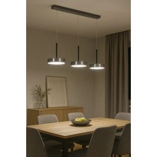 Modavize Rihanna Modern Tasarım Salon Yatak Odası Gri Mutfak Yemek Masası Panel Ledli 3 Lü Beyaz LED Avize