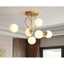 Modavize Jade 6'lı Modern Spor Eskitme Renkli Salon-Mutfak-Yatakodası Glop Camlı Avize