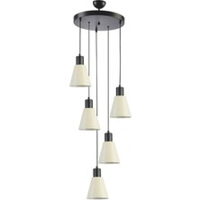 Modavize Trend Modern Tasarım Metal Cafe Mutfak Salon Krem Renk 5 Li Avize
