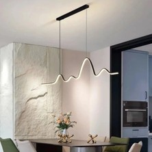 Modavize Ritim Modern Tasarım Yatak Odası Salon Mutfak Yemek Masası Siyah Renk Beyaz LED Avize (110 Cm)