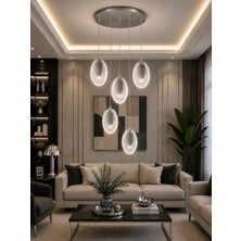 Modavize Viola Modern Tasarım 5'li Krom Uzaktan Kumandalı 3 Renk (Sarı Günışığı ve Beyaz) - Ledli Banyo - Mutfak - Salon Ledli Sarkıt