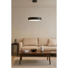 Modavize Dakota Modern Panel Ledli Salon Oturma Odası Yatak Odası Mutfak Siyah Renk LED Avize (Beyaz Işık)