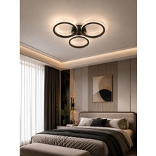 Modavize Ares Siyah Modern Tasarımlı 3lü LED Plafonyer Avize -Oturma Odası - Yatak Odası - Giyinme Odası - Koridor - Mutfak LED Plafonyer Avize