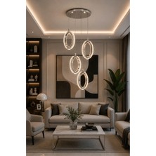 Modavize Diamond Modern Tasarım 4'lü Krom Uzaktan Kumandalı 3 Renk (Sarı Günışığı ve Beyaz) - Ledli Banyo - Mutfak - Salon Ledli Sarkıt
