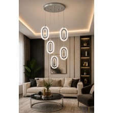Modavize Merlin Modern Tasarım 5'li Krom Uzaktan Kumandalı 3 Renk (Sarı Günışığı ve Beyaz) - Ledli Banyo - Mutfak - Salon Ledli Sarkıt