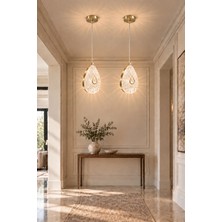 Modavize Sally Modern Tasarım Gold 3 Renk (Sarı Günışığı ve Beyaz) - Ledli Banyo - Mutfak - Salon Ledli Sarkıt Avize (2 Adet)
