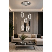 Modavize Diamond Modern Tasarım 5'li Krom Uzaktan Kumandalı 3 Renk (Sarı Günışığı ve Beyaz) - Ledli Banyo - Mutfak - Salon Ledli Sarkıt