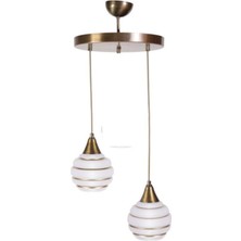 Modavize Nas Retro Rustik Modern Gold Glop Camlı 2li Avize