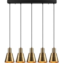 Modavize Trend Özel Tasarım Salon - Mutfak - Cafe Modern Retro 5 Li Sıralı Eskitme Sarkıt Avize