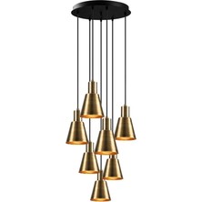 Modavize Trend Özel Tasarım Salon - Mutfak - Cafe Modern Retro 7 Li Eskitme Sarkıt Avize