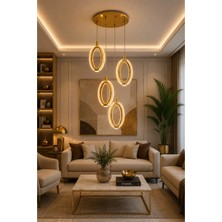 Modavize Diamond Modern Tasarım 4'lü Gold Uzaktan Kumandalı 3 Renk (Sarı Günışığı ve Beyaz) - Ledli Banyo - Mutfak - Salon Ledli Sarkıt