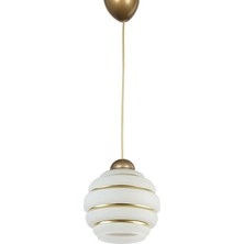 Modavize Eko 2046 Modern Tasarım Cafe Mutfak Salon Gold Renk Gold Camlı Sarkıt Tekli Avize (15CM Çap)