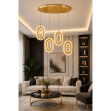 Modavize Merlin Modern Tasarım 4'lü Gold Uzaktan Kumandalı 3 Renk (Sarı Günışığı ve Beyaz) - Ledli Banyo - Mutfak - Salon Ledli Sarkıt