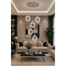 Modavize Geyik Modern Tasarım 5'li Krom Uzaktan Kumandalı 3 Renk (Sarı Günışığı ve Beyaz) - Ledli Banyo - Mutfak - Salon Ledli Sarkıt