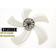 Sern Dijitsu Vn 14 Modele Uyumlu Vantilatör Pervanesi 16INÇ 5 Kanat 38CM Füme Renk Pls