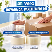 5N Vera 2’li Maskeleme ve Koli Bandı Seti – 45 mm × 20 Yard Kağıt Boyacı Bandı + 100 Metre Hotmelt Koli Bandı