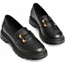 Fox Shoes Z881862109 Siyah Kalın Tabanlı Tokalı Loafer