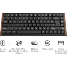 K3 Ultra 8k Milk Süt Pom Brown Switch Kablosuz Özel Mekanik Klavye, 2,4 Ghz Bağlantı, K3U-H3P-TR