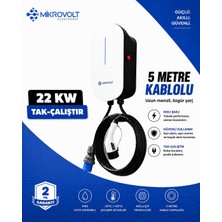 Mikrovolt 22KW Wallbox Araç Şarj Cihazı (Beyaz)