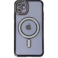 Apple Iphone 11 Uyumlu Kılıf Joke Simli Magneticsafe Kılıf - Siyah