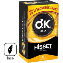 Okey O.K. Hisset İnce Formlu Prezervatif 20'li Ekonomik Paket Hassas Duygu İçin