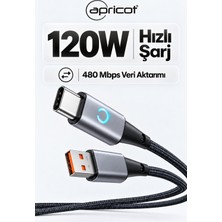 Apricot APC-LED34A USB To Type-C 3.4A LED Göstergeli Hızlı Şarj + Data Kablosu