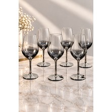 Yzhome 6 Lı Gümüş Kaplama Cam Ayaklı Kokteyl Meşrubat Şarap Bardağı Bardak 460ML