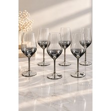 Yzhome 6 Lı Gümüş Kaplama Cam Ayaklı Kokteyl Meşrubat Şarap Bardağı Bardak 250ML