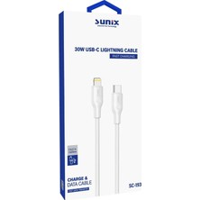 Sunix 3A Type-C To Ios Hızlı Şarj ve Data Kablosu Beyaz SC-193
