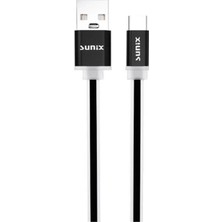 Sunix 3A Soft Kablo Type-C Şarj ve Data Kablosu Siyah Sc-09