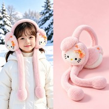 Syn Shop Sevimli Kedi Hello Kittyyy Genç Pembe Kız Çocuk Peluş Oynar Kulak Sesli Hareketli Kışlık Isıtıcı Tavşan Kulaklı Fiyonklu Uzun Kollu Kışlık Kulaklık Şapka