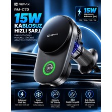 Remax RM-C72 15W Manyetik Kablosuz Şarjlı Fan Soğutmalı Motorlu Araç Telefon Tutucu