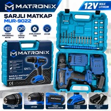 Toxval Matronix 12V Metal Şanzıman Çift Akülü Bakır Sargı Şarjlı Matkap Akülü Vidalama Setli