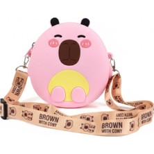 Syn Shop Capybara Kapibara Pembe Silikon Çapraz Ayarlı Askı Omuz Çantası Kadın Genç Kız Çocuk Bebek Hediyelik