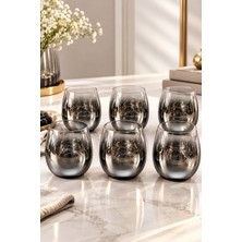 Yzhome 6 Lı Gümüş Kaplama Cam Meşrubat Kokteyl Su Bardağı Bardak 380ML