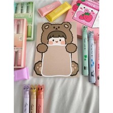 Syn Shop Kawaii Bear Girl To Do List Y2K Kpop Sevimli Kahverengi A6 Boyut Not Defteri Planlayıcı 50 Sayfa