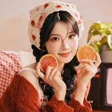 Syn Shop Vintage Bohem Kore Tarzı Kirazlı Örgü Üçgen Yazlık Saç Bandı Bandana Kadın Genç Kız Çocuk Hediyelik
