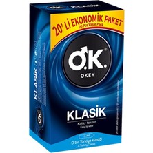 Okey Klasik 20'li Vanilya Aromalı ve Kayganlaştırıcılı Prezervatif - BioFit Tasarım