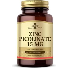 Solgar Zinc Picolinate 15 Mg 100 Bitkisel Kapsül Vegan Uygun Besin Takviyesi