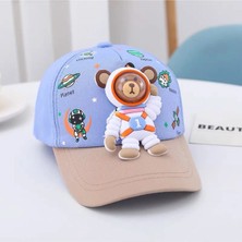 Syn Shop Mavi Astronot Teddy Ayıcık Uvkoruma Pamuklu Nefes Alan Kız Erkek Çocuk Şapka Yazlık Ayarlı Hediyelik