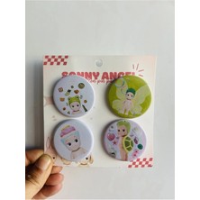 Syn Shop Sonny Angel 4 Lü Metak Rozet Set Y2K Yaka Çanta Aksesuar