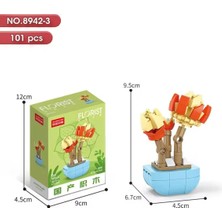 Syn Shop Sukulent Peach Pride Saksı Çiçek Dekor 101 Parça Bricks Yapı Blok 3 Boyutlu Puzzle Oyuncak Hediye