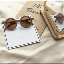 Syn Shop Vizon Renk Güneş Gözlük Retro Kız Erkek Çocuk Bebek Iskandinav Yuvarlak Çerçeve Mat Güneş Gözlüğü