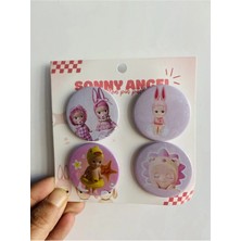 Syn Shop Sonny Angel 4 Lü Metak Rozet Set Y2K Yaka Çanta Aksesuar