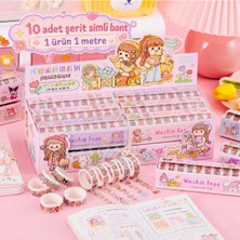 Syn Shop 10 Lu Kawai Girl Desenli Washi Tape Simli Şerit Bant Set