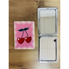Syn Shop Kiraz Cherry Y2K Makyaj Cep Çanta Ayna 1 Tarafı Büyüteçli Katlanır
