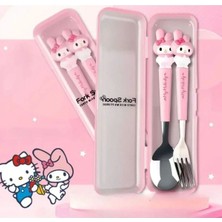 Syn Shop My Melody Melodi Köstebek Sanrio Kore Kawai Kutulu Çatal Kaşık Set Beslenme