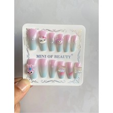 Syn Shop Hello Kitty Kuromi Tavşan 3D Figür Incili Carmlı 12 Adet Jel Görünümlü Lüx Kutulu Takma Tırnak